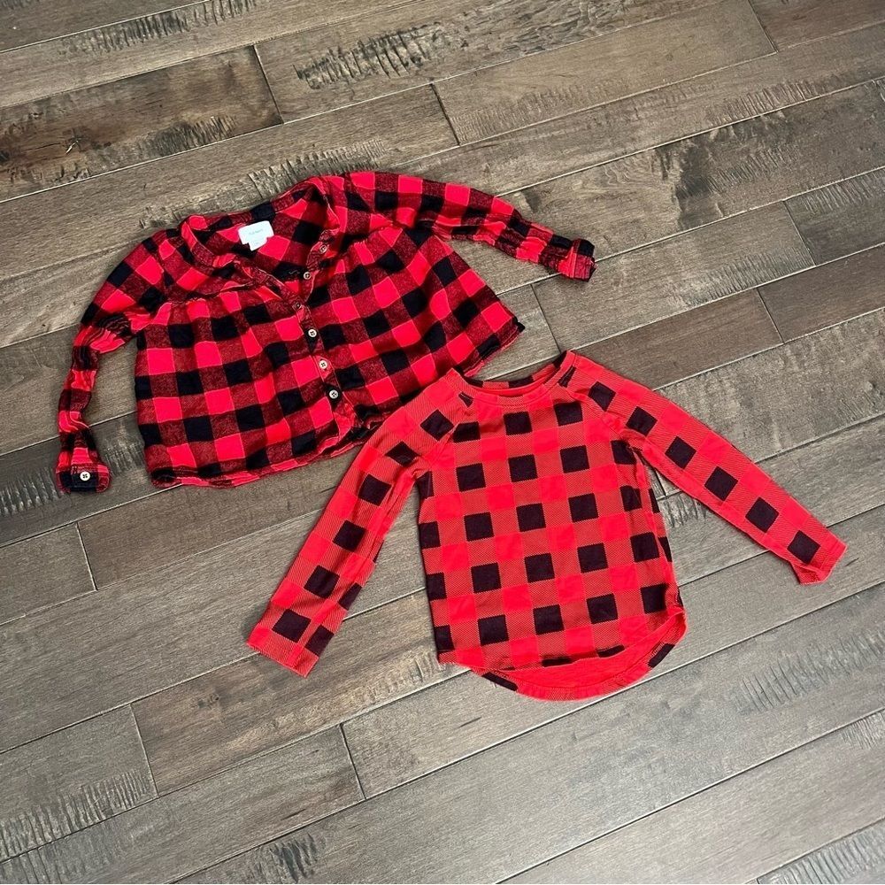 Old Navy + Cat & Jack Holiday Christmas Tops Shirt Bundle Lot 4T Buffalo Plaid - Picture 2 of 11